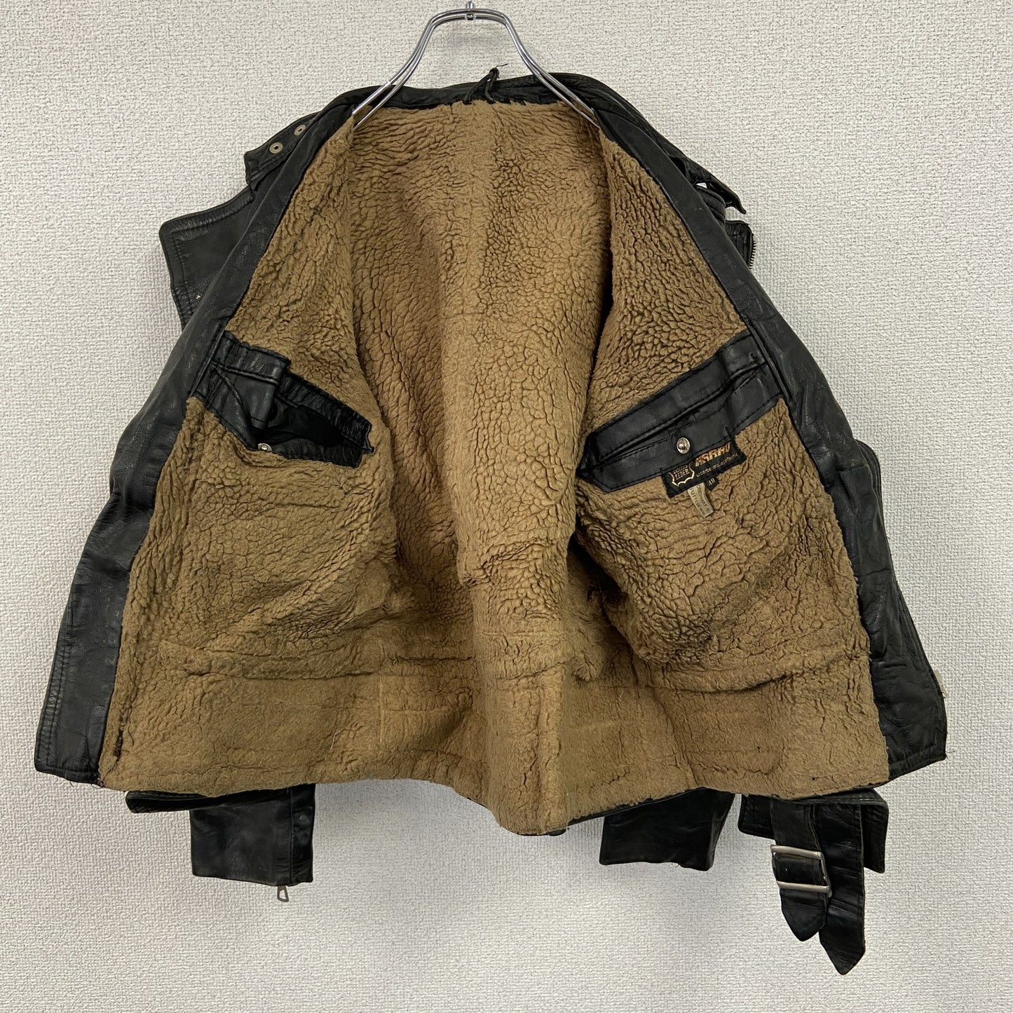 HARRRO　レザージャケット　ダブルライダースジャケット　裏起毛　黒　ブラック　48