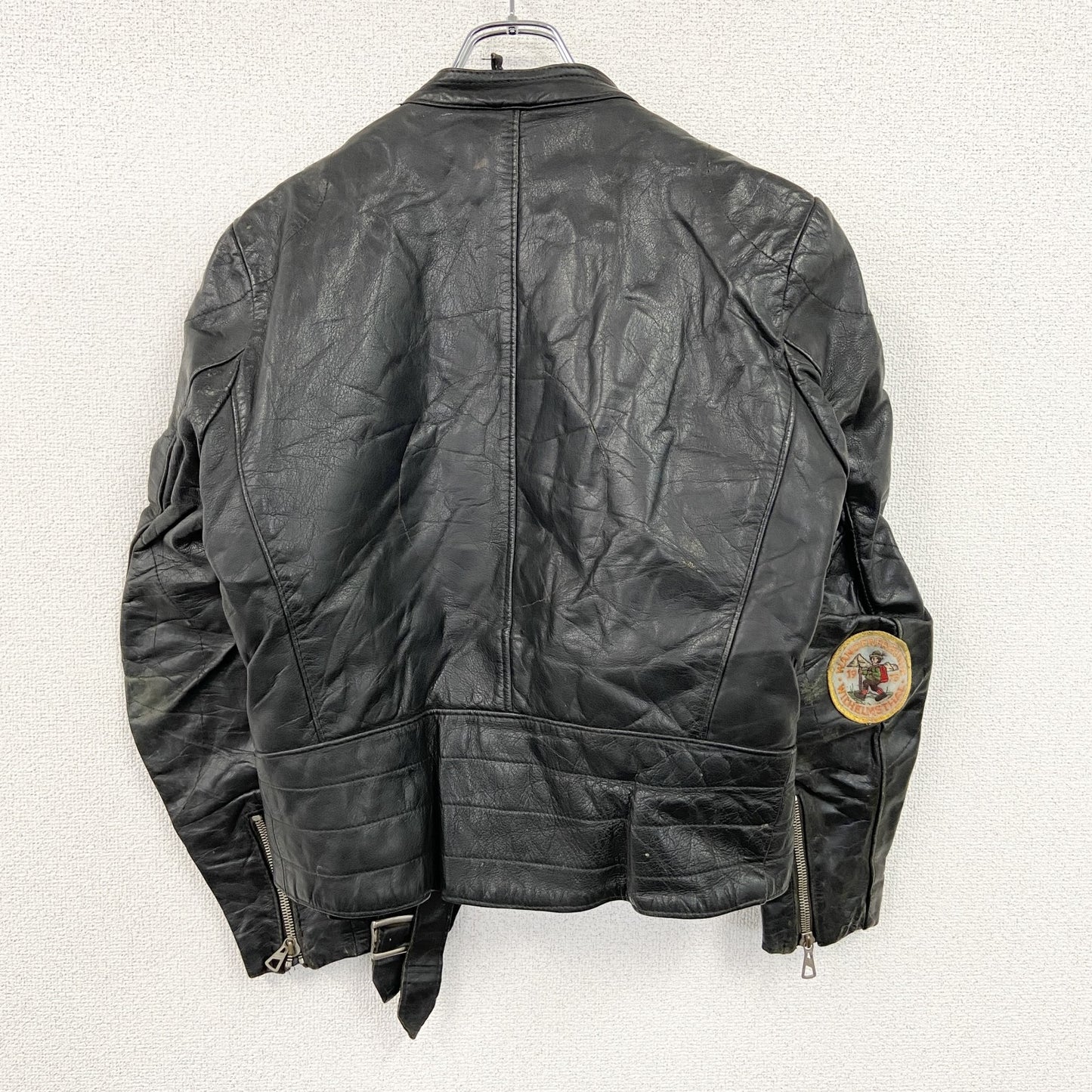 HARRRO　レザージャケット　ダブルライダースジャケット　裏起毛　黒　ブラック　48