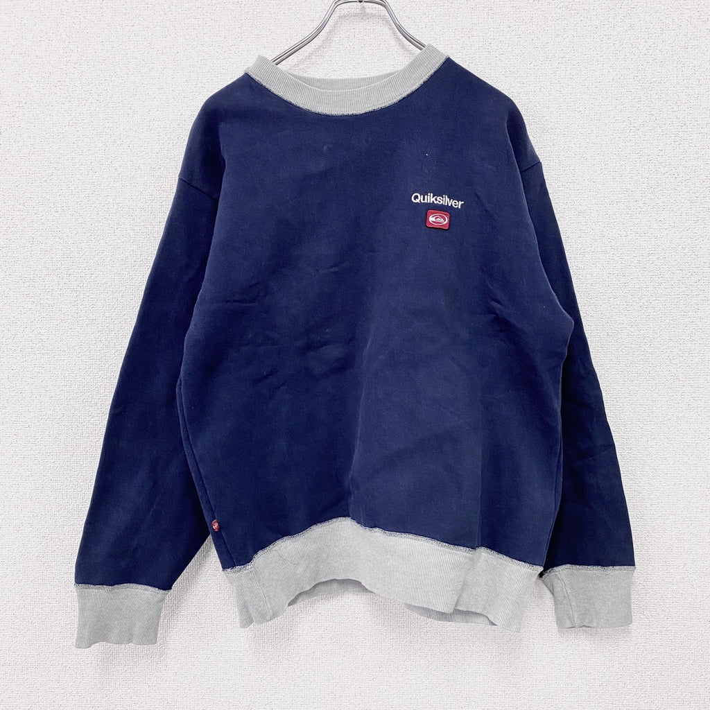 Quiksilver　クイックシルバー　ダブルフェイススウェット/トレーナー　刺繍ロゴ　紺　ネイビー　古着