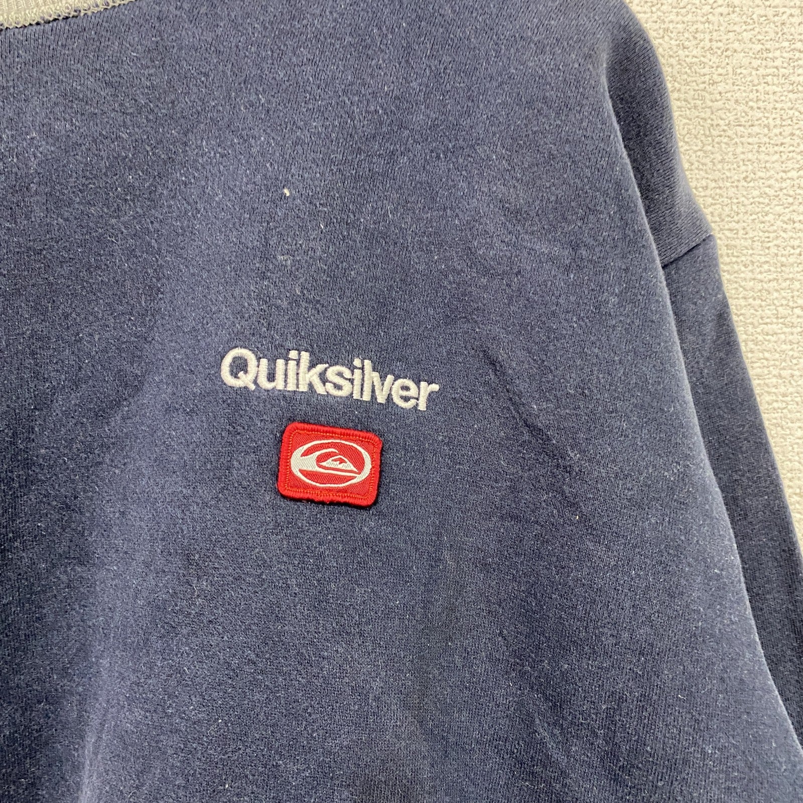 Quiksilver　クイックシルバー　ダブルフェイススウェット/トレーナー　刺繍ロゴ　紺　ネイビー　古着