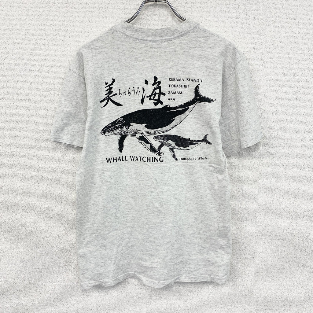 90s　anvil　美ら海　半袖プリントTシャツ　ヴィンテージ　シングルステッチ　グレー　灰色　Mサイズ　古着