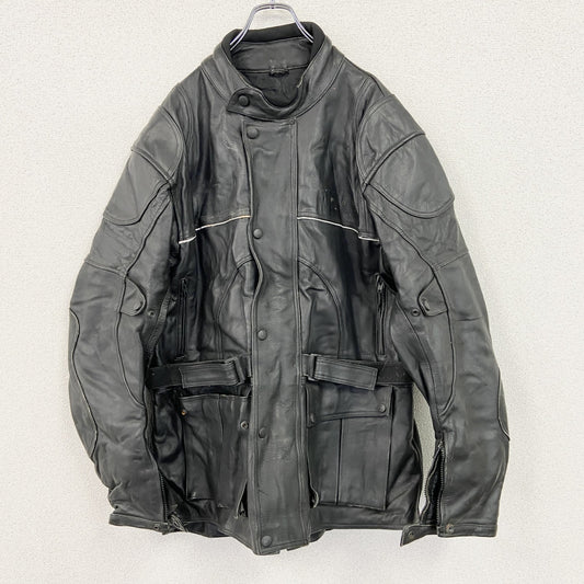 DRES　レザージャケット　ダブルライダースジャケット　ベルト付き　黒　ブラック　XXLサイズ