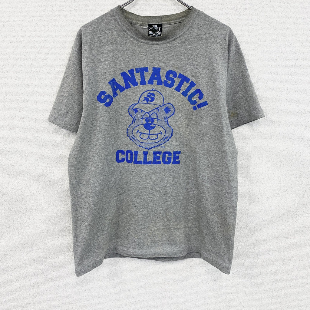 SANTASTIC!　サンタスティック　半袖プリントTシャツ　グレー　灰色　Lサイズ　古着