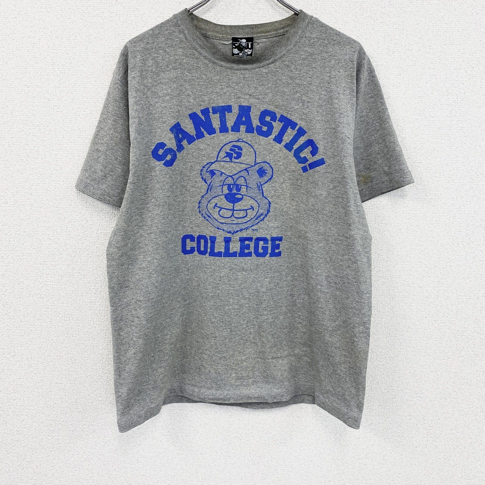SANTASTIC!　サンタスティック　半袖プリントTシャツ　グレー　灰色　Lサイズ　古着