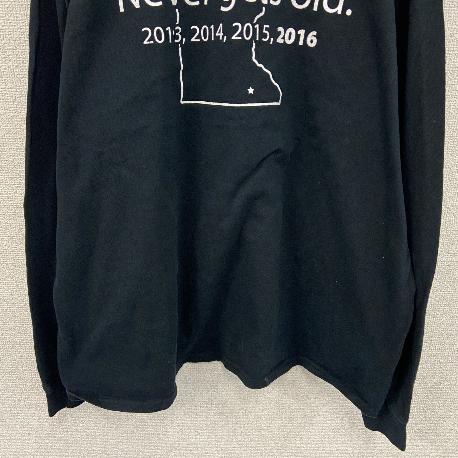GILDAN　ギルダン　長袖Tシャツ/ロンT　フットボール　ミネソタ州　黒　ブラック　2XLサイズ　古着