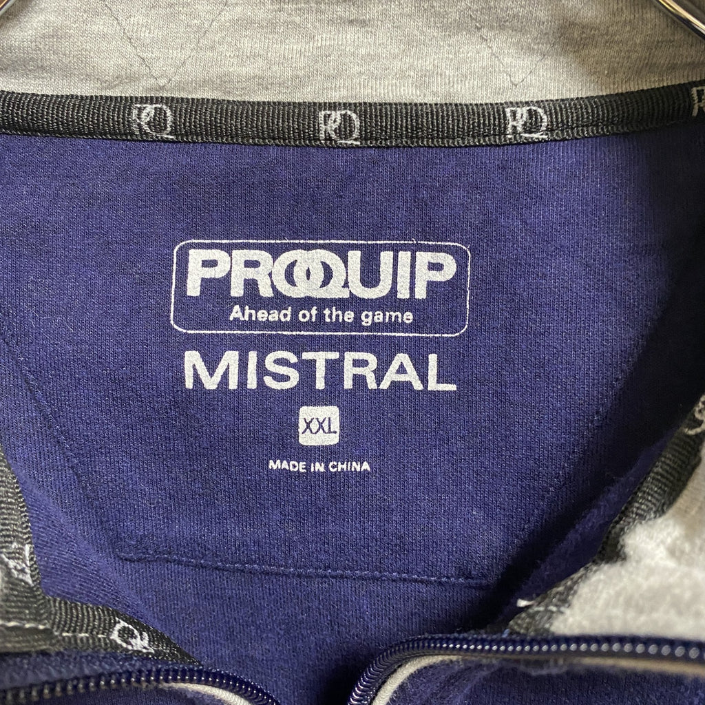 MISTRAL　長袖ハーフジップスウェット　トレーナー　ワンポイント刺繍　ネイビー　紺　XXLサイズ　古着