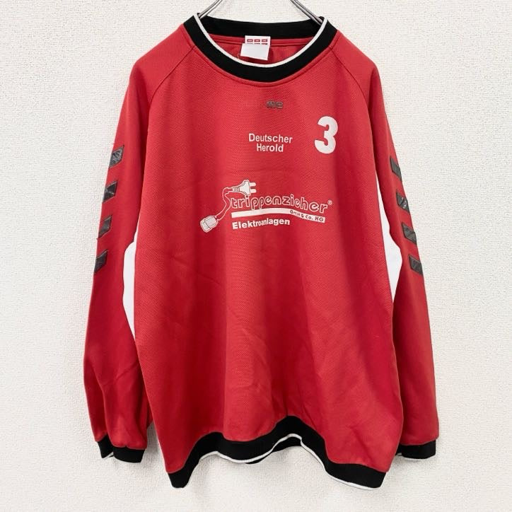 hummel　ヒュンメル　ゲームシャツ　長袖カットソー　赤　レッド　Oサイズ