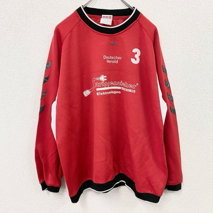 hummel　ヒュンメル　ゲームシャツ　長袖カットソー　赤　レッド　Oサイズ