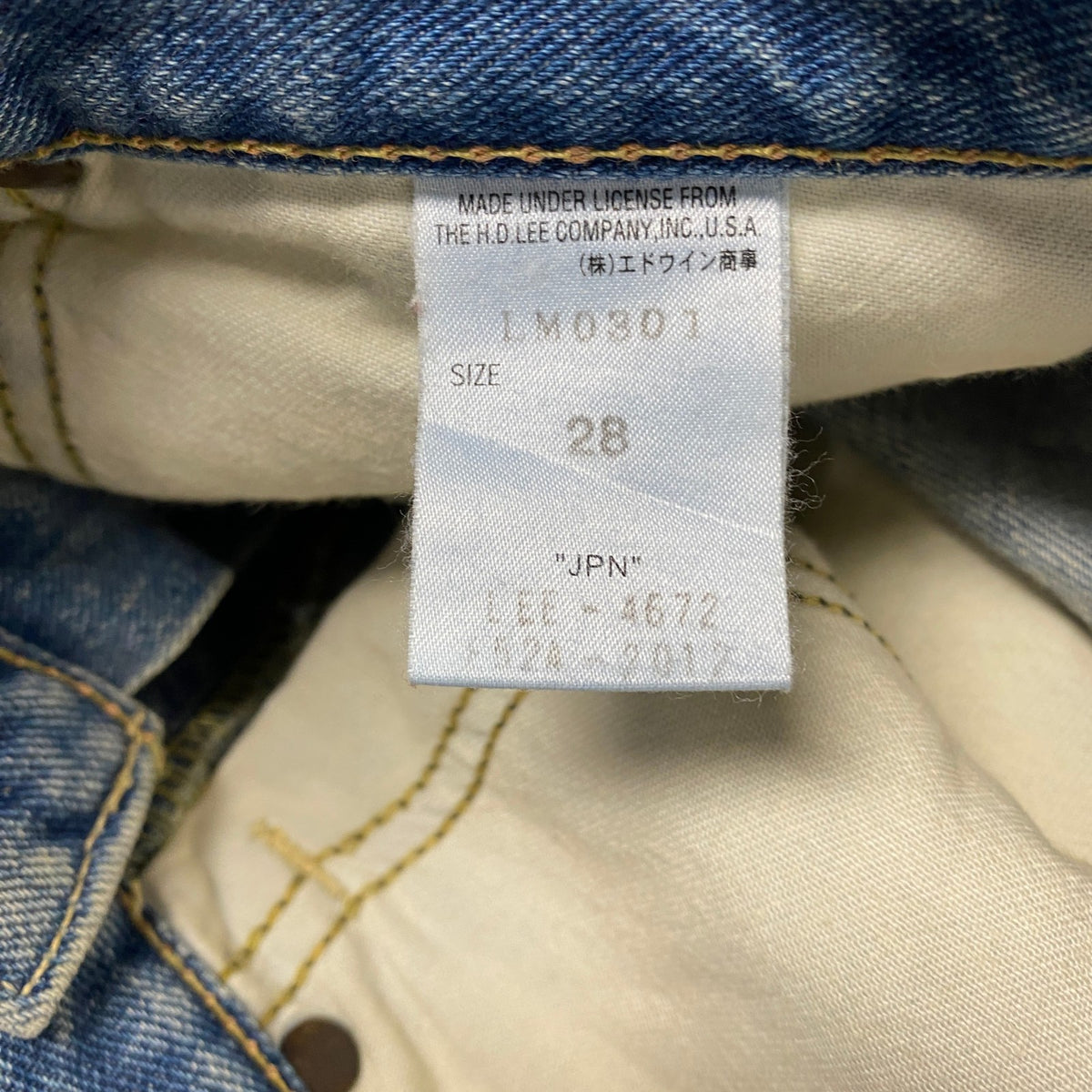 Lee　リー　デニムパンツ/ジーンズ　ジップフライ　インディゴ　28サイズ メンズ コットン 古着