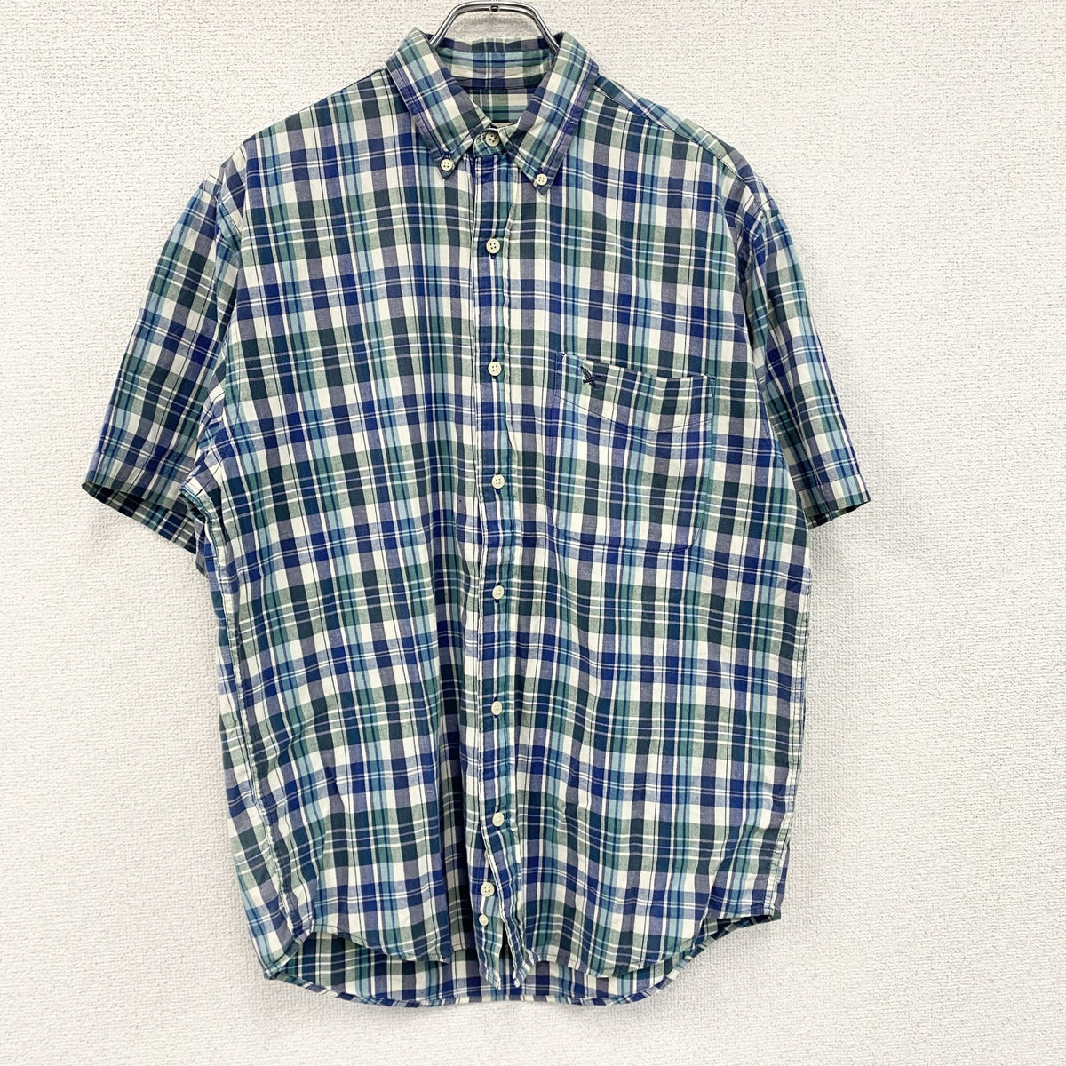 90s　Eddie Bauer　エディーバウアー　半袖ボタンダウンシャツ　チェック柄　マルチカラー　Sサイズ　　ヴィンテージ　古着