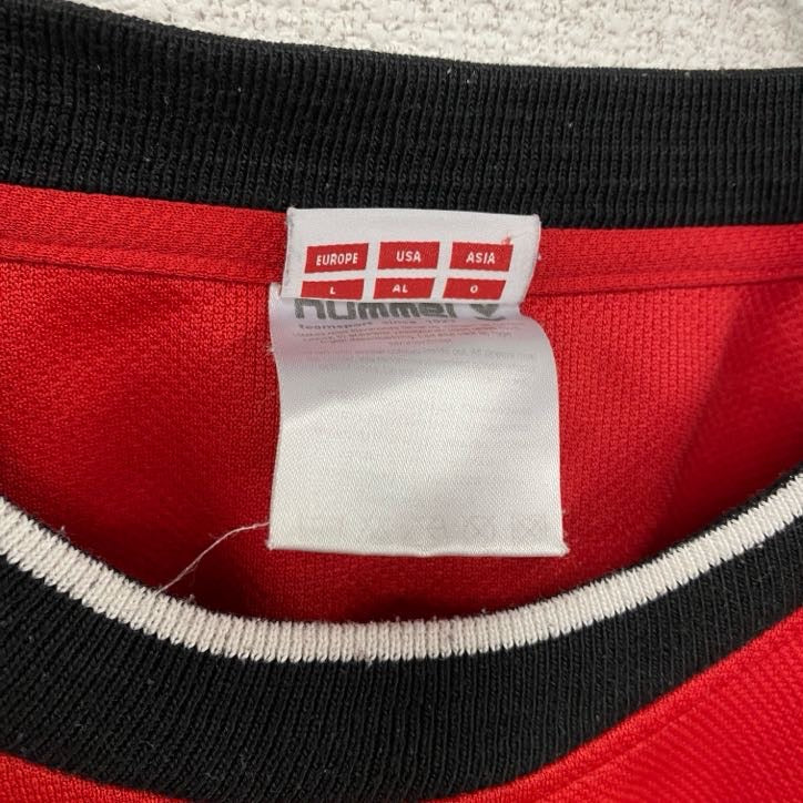 hummel　ヒュンメル　ゲームシャツ　長袖カットソー　赤　レッド　Oサイズ　古着