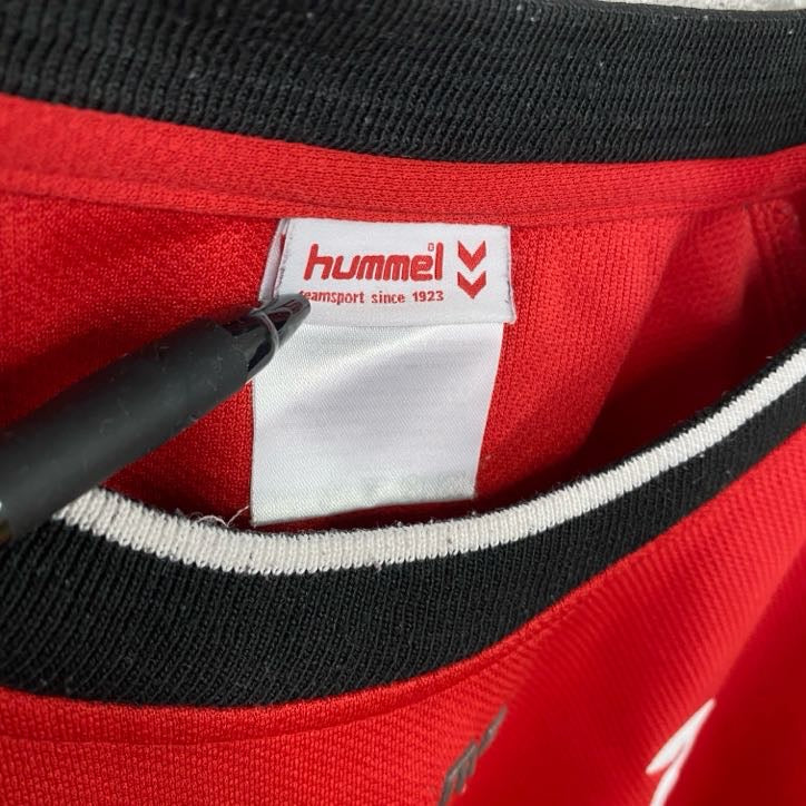 hummel　ヒュンメル　ゲームシャツ　長袖カットソー　赤　レッド　Oサイズ　古着