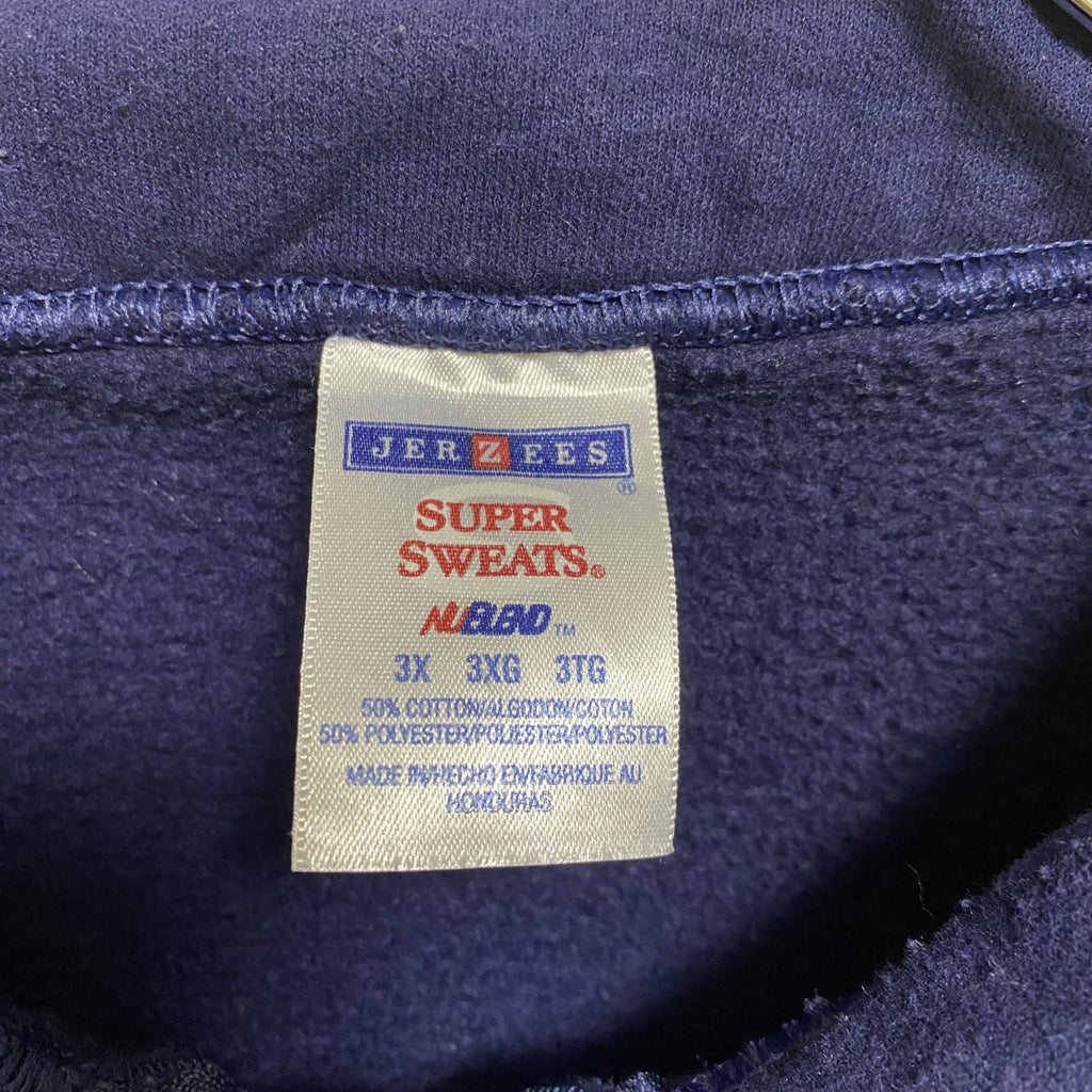 JERZEES ジャージーズ　長袖ハーフジップスウェット　トレーナー　ワッペン　ネイビー　紺　古着