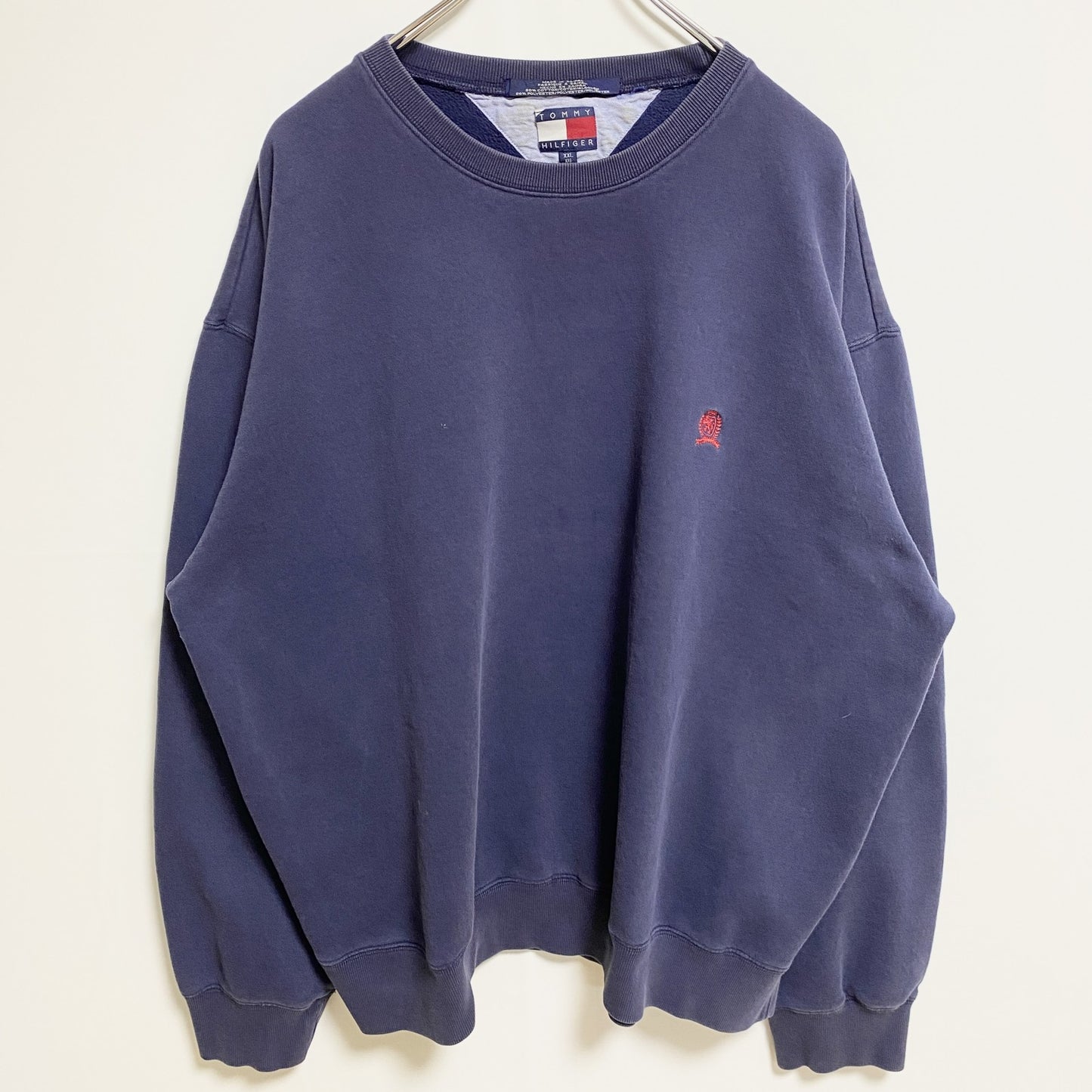 古着 used　TOMMY HILFIGER トミーヒルフィガー　長袖スウェット　トレーナー　ワンポイント刺繍　XXLサイズ