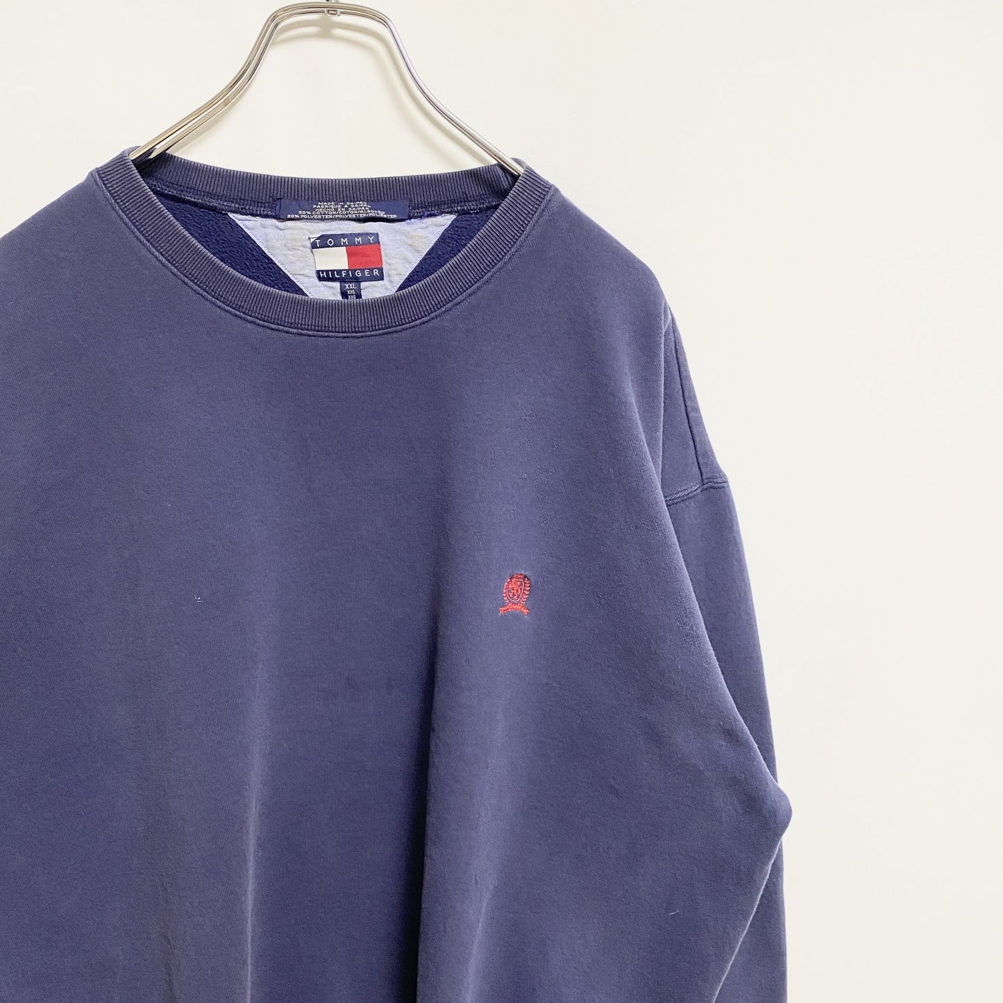 古着 used　TOMMY HILFIGER トミーヒルフィガー　長袖スウェット　トレーナー　ワンポイント刺繍　XXLサイズ