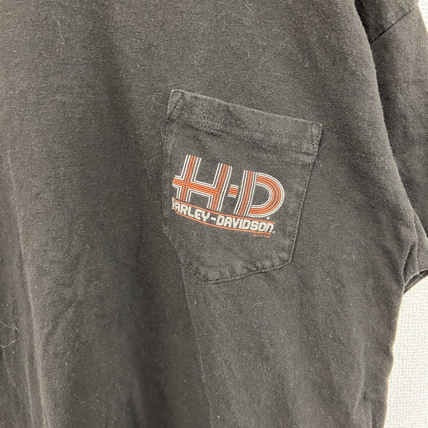 HARLEY DAVIDSON　ハーレーダビッドソン　半袖プリントTシャツ　パッチポケット　黒　ブラック　Lサイズ
