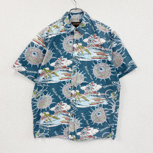 COOKE STREET　クックストリート　半袖シャツ　アロハシャツ　総柄　マルチカラー　青　ブルー　Mサイズ