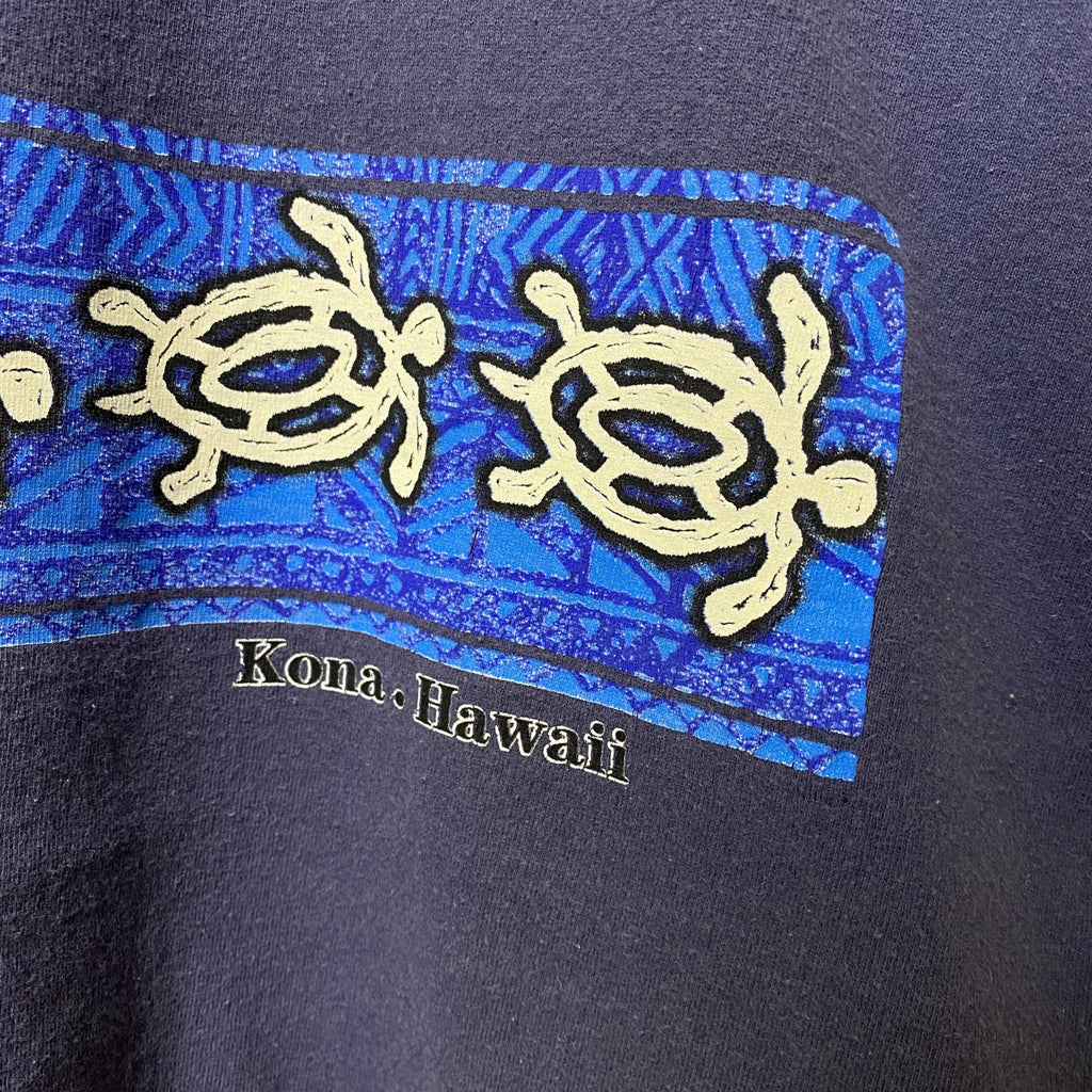 COTTON MAGIC　半袖プリントスーベニアTシャツ　フェード　クルーネック　ビックシルエット　紺　ネイビー　2XLサイズ　古着