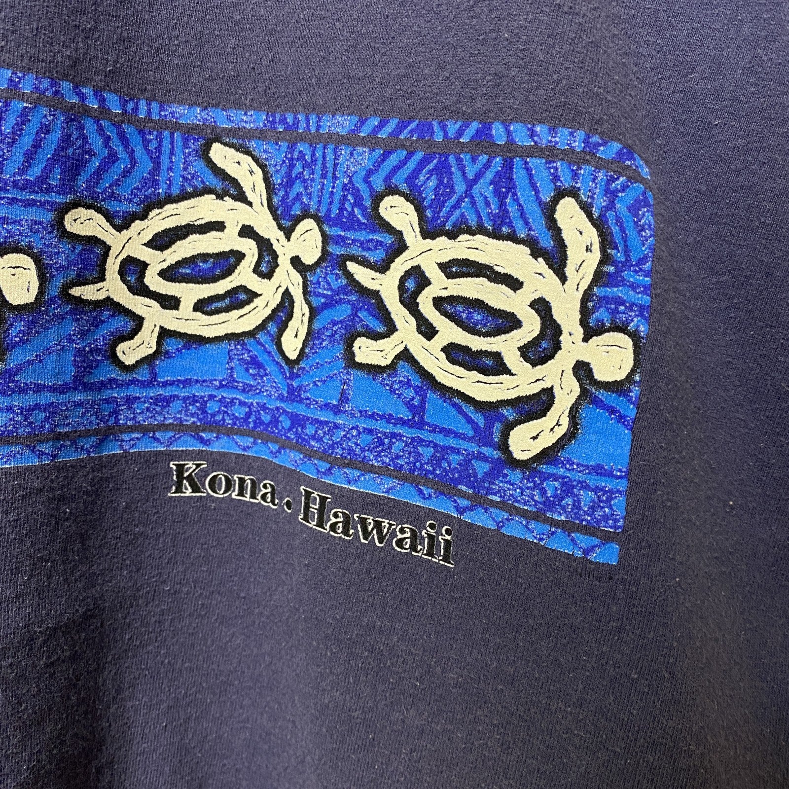 COTTON MAGIC　半袖プリントスーベニアTシャツ　フェード　クルーネック　ビックシルエット　紺　ネイビー　2XLサイズ　古着