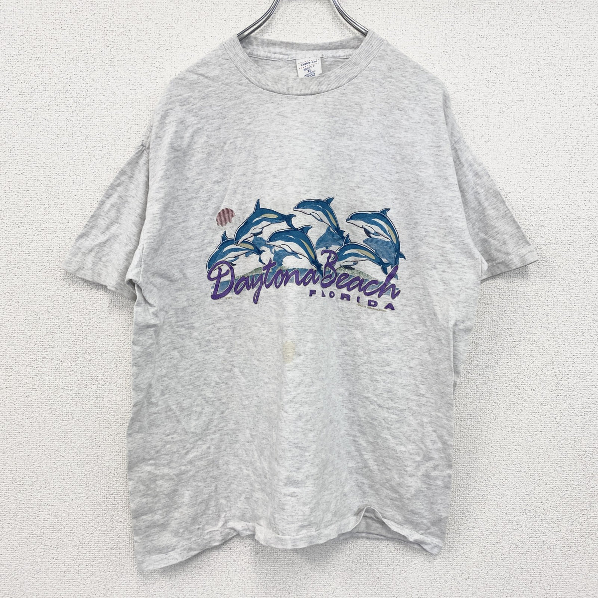 90s　Center Cut　半袖プリントTシャツ　シングルステッチ　ヴィンテージ　グレー　灰色　XLサイズ　古着
