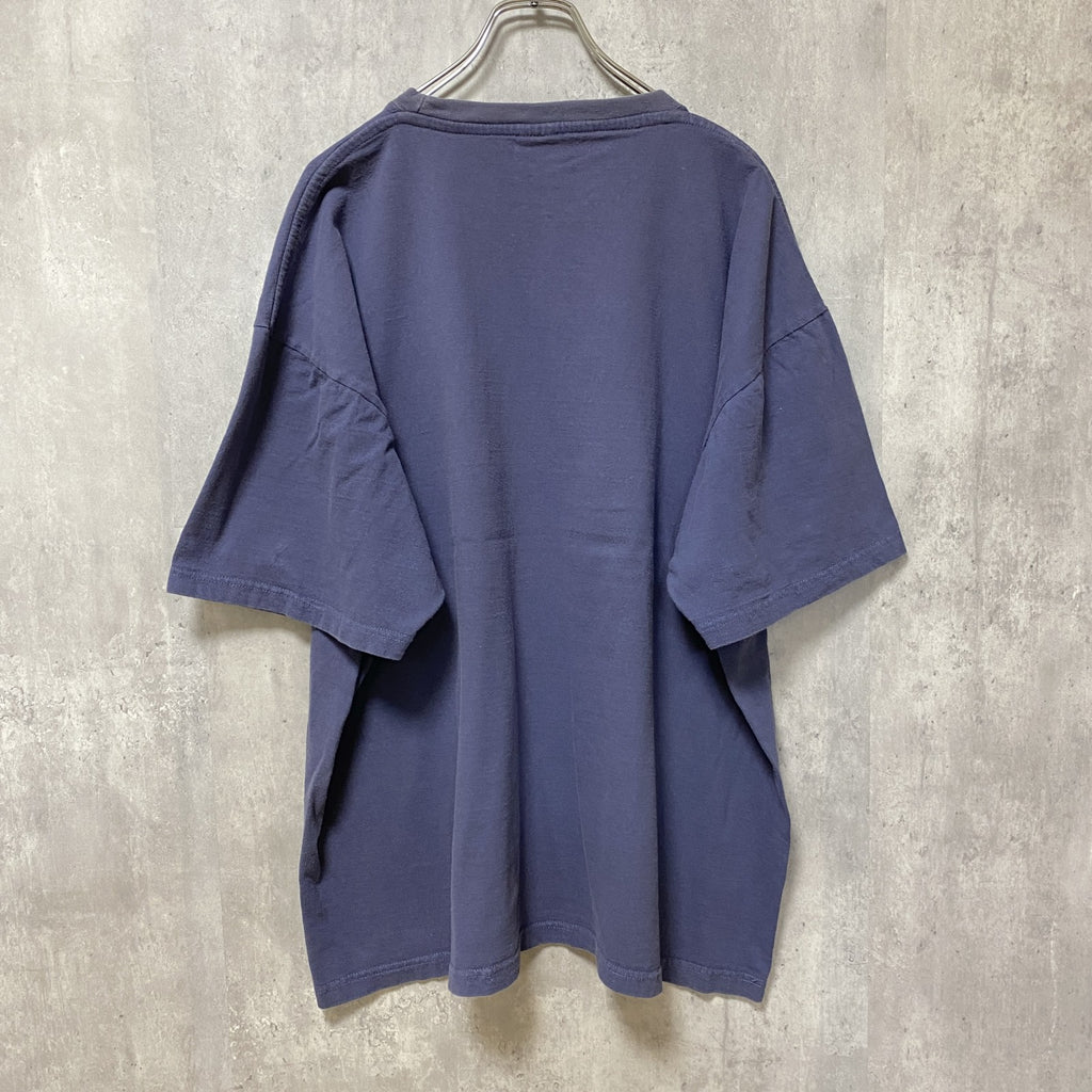 COTTON MAGIC　半袖プリントスーベニアTシャツ　フェード　クルーネック　ビックシルエット　紺　ネイビー　2XLサイズ　古着
