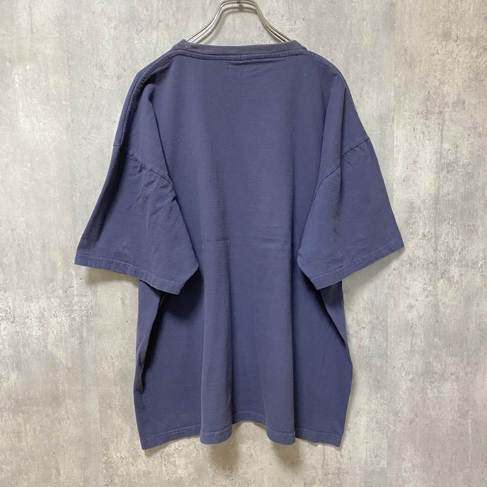 COTTON MAGIC　半袖プリントスーベニアTシャツ　フェード　クルーネック　ビックシルエット　紺　ネイビー　2XLサイズ　古着