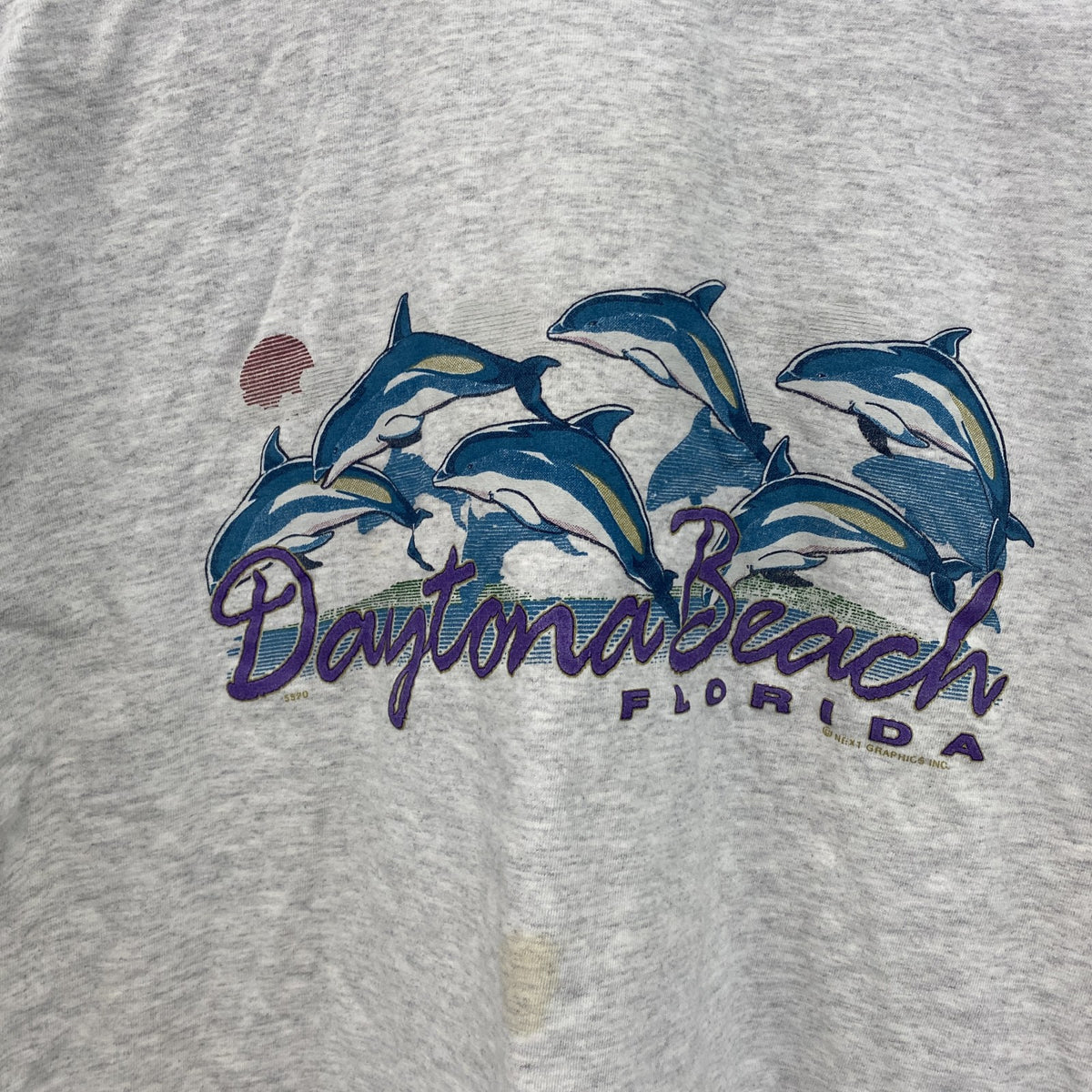 90s　Center Cut　半袖プリントTシャツ　シングルステッチ　ヴィンテージ　グレー　灰色　XLサイズ　古着