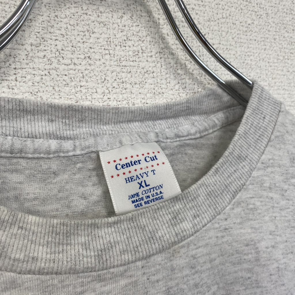 90s　Center Cut　半袖プリントTシャツ　シングルステッチ　ヴィンテージ　グレー　灰色　XLサイズ　古着