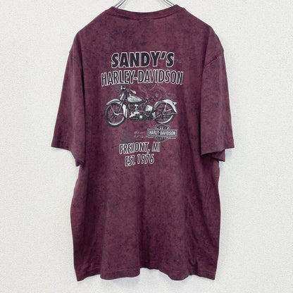 HARLEY DAVIDSON　ハーレーダビッドソン　半袖プリントTシャツ　赤紫　ボルドー　Lサイズ