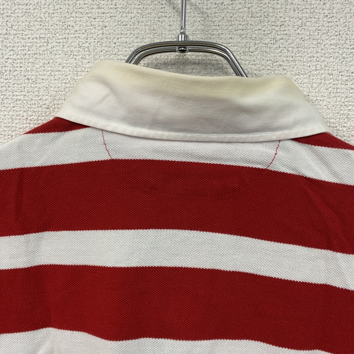 Polo by Ralph Lauren　ポロラルフローレン　半袖ポロシャツ　ボーダー柄　赤　レッド　白　ホワイト　Lサイズ メンズ コットン 古着