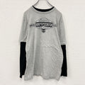 PROSPIRIT　長袖Tシャツ/ロンT　レイヤード　フットボール　グレー　灰色　黒　ブラック　XLサイズ　古着