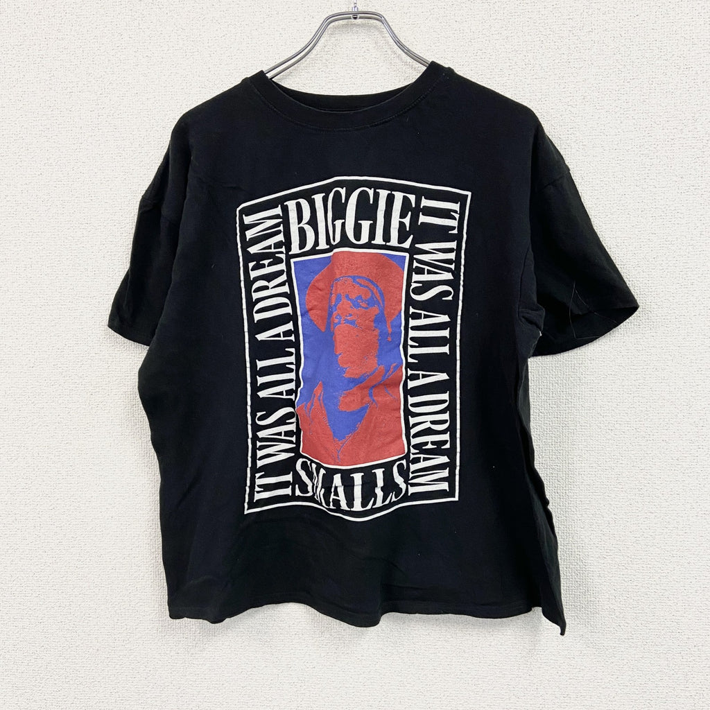 B.I.G.　ノトーリアス・B.I.G.　半袖プリントラッパーTシャツ　人物Ｔ　ビッグプリント　黒　ブラック　Mサイズ　古着