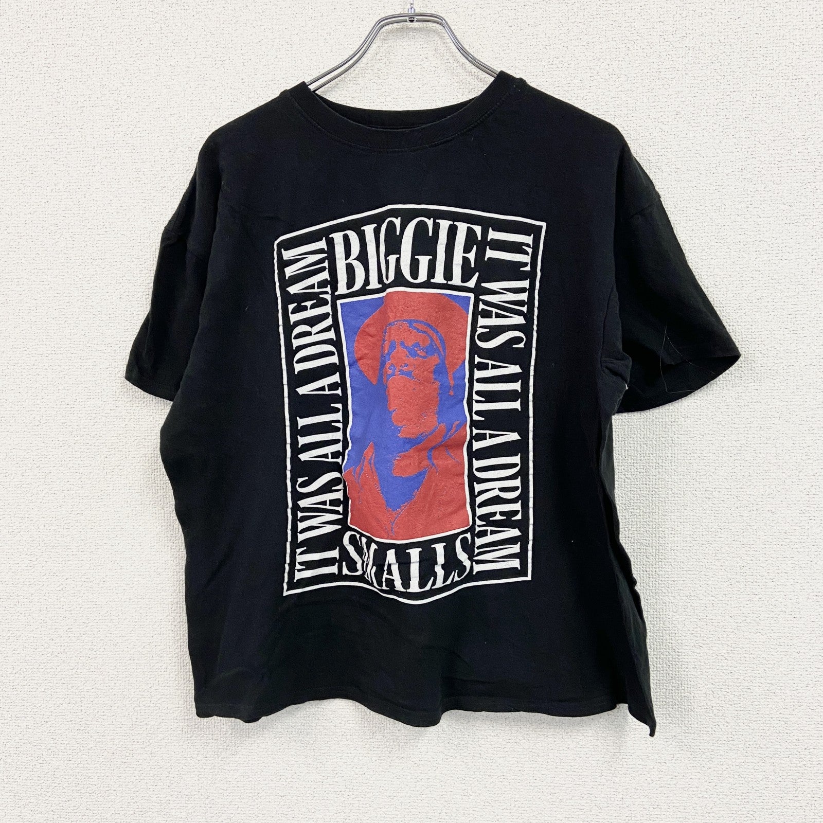 B.I.G.　ノトーリアス・B.I.G.　半袖プリントラッパーTシャツ　人物Ｔ　ビッグプリント　黒　ブラック　Mサイズ　古着