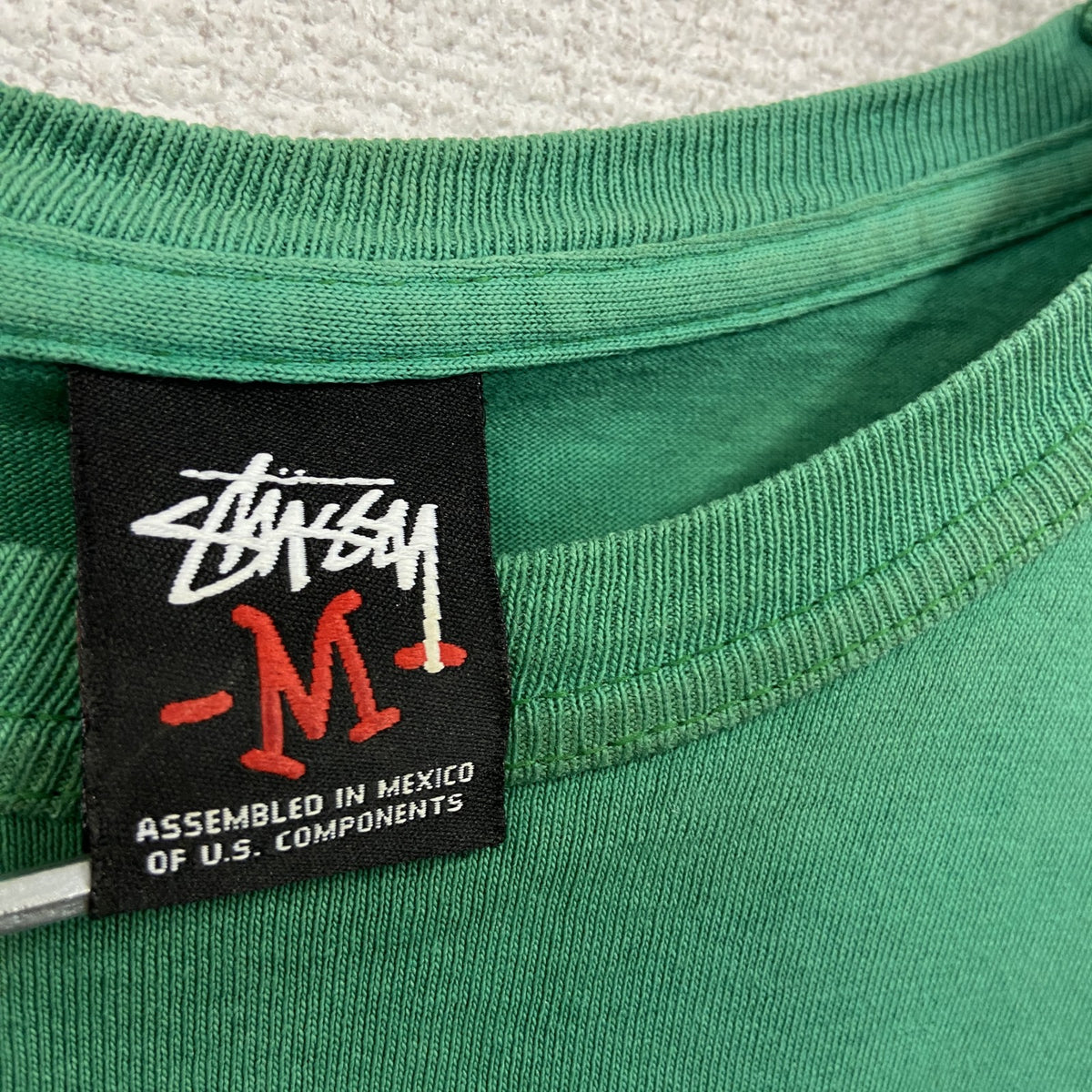 00s　STUSSY　ステューシー　長袖プリントTシャツ/ロンT　ヴィンテージ　緑　グリーン　Mサイズ　古着