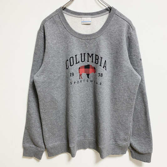 古着 used　Columbia　コロンビア　長袖プリントスウェット　トレーナー　クルーネック　グレー　秋冬服　XLサイズ