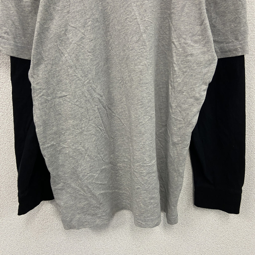 PROSPIRIT　長袖Tシャツ/ロンT　レイヤード　フットボール　グレー　灰色　黒　ブラック　XLサイズ　古着