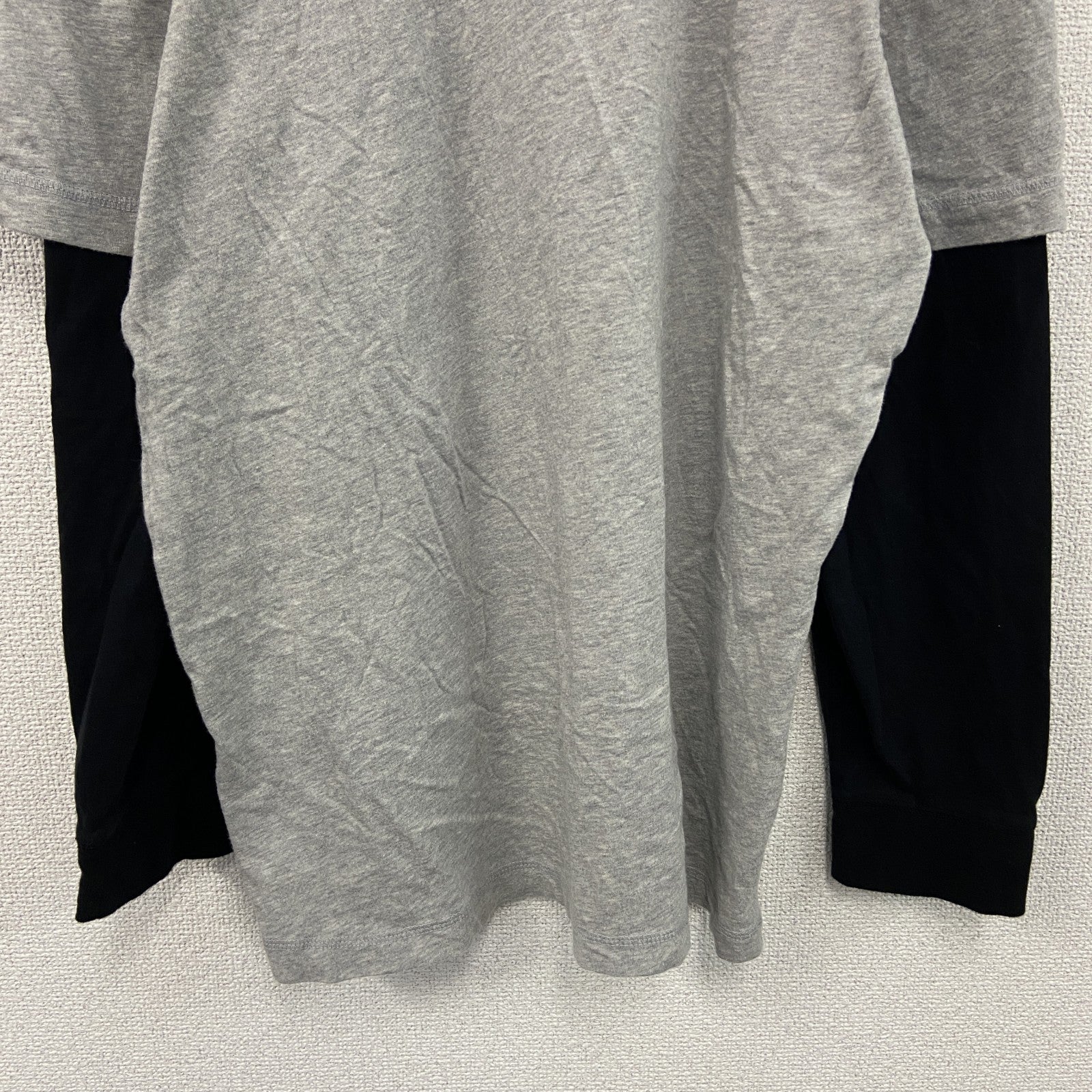 PROSPIRIT　長袖Tシャツ/ロンT　レイヤード　フットボール　グレー　灰色　黒　ブラック　XLサイズ　古着