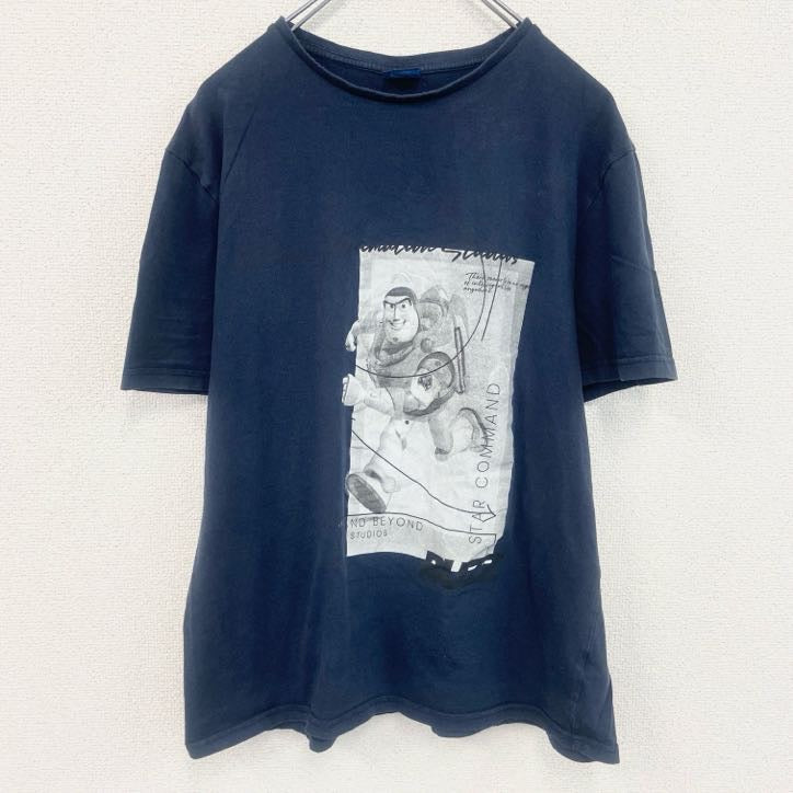 TOY STORY　トイストーリー　バズライトイヤー　半袖プリントTシャツ　キャラクター　紺　ネイビー　Lサイズ　古着