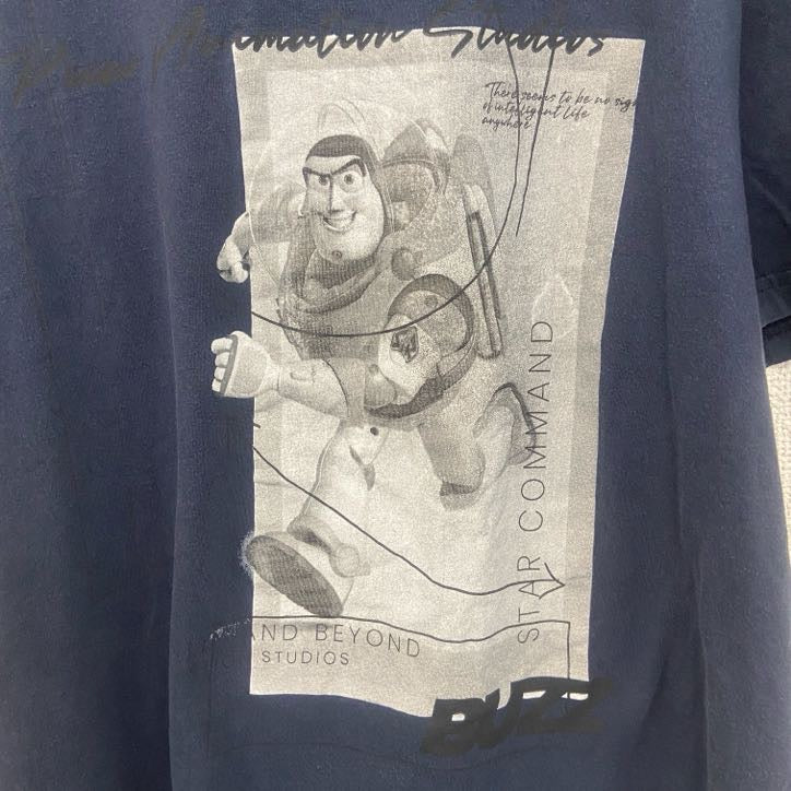 TOY STORY　トイストーリー　バズライトイヤー　半袖プリントTシャツ　キャラクター　紺　ネイビー　Lサイズ　古着