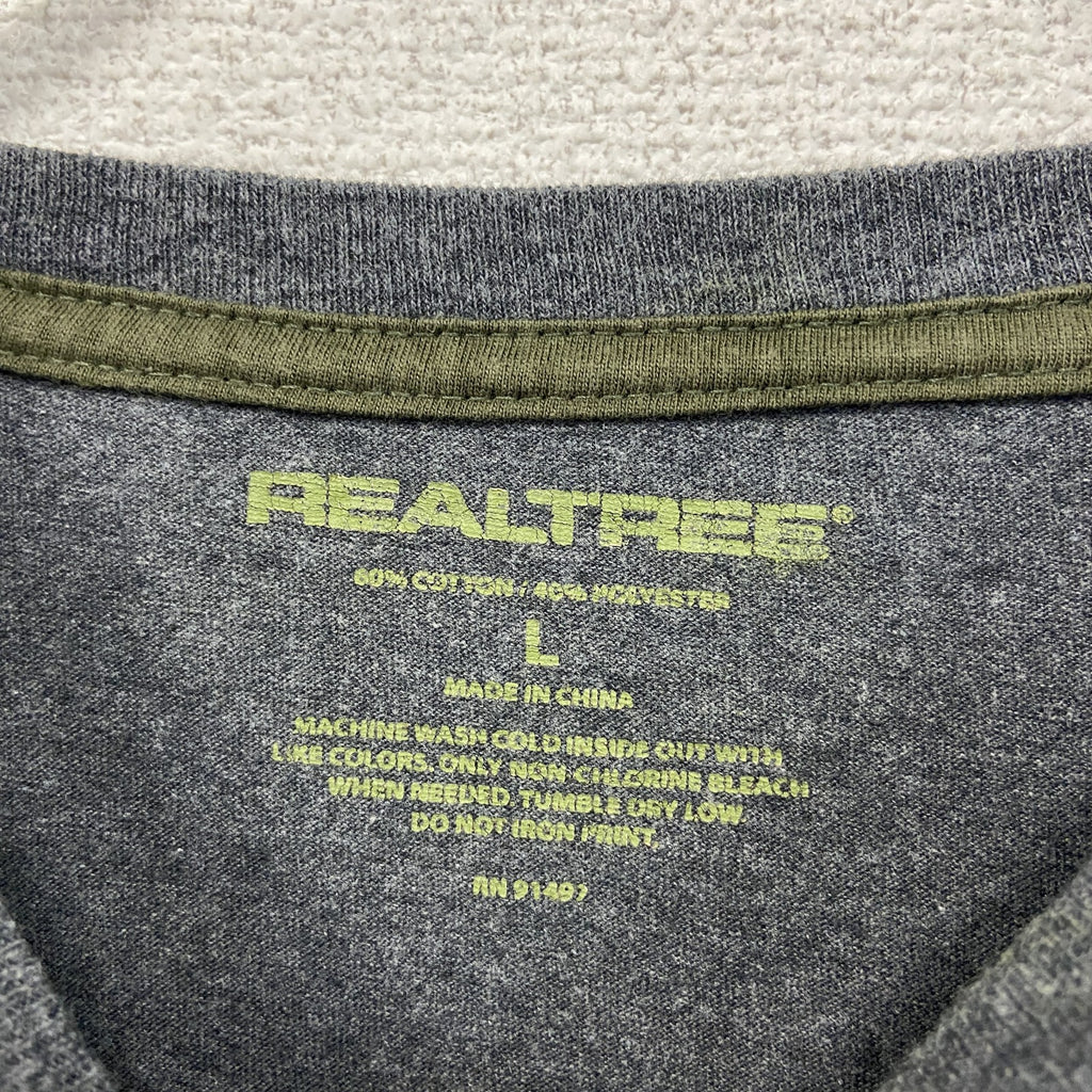 REALTREE　リアルツリー　長袖Tシャツ/ロンT　レイヤード　ダークグレー　カーキ　Lサイズ　古着