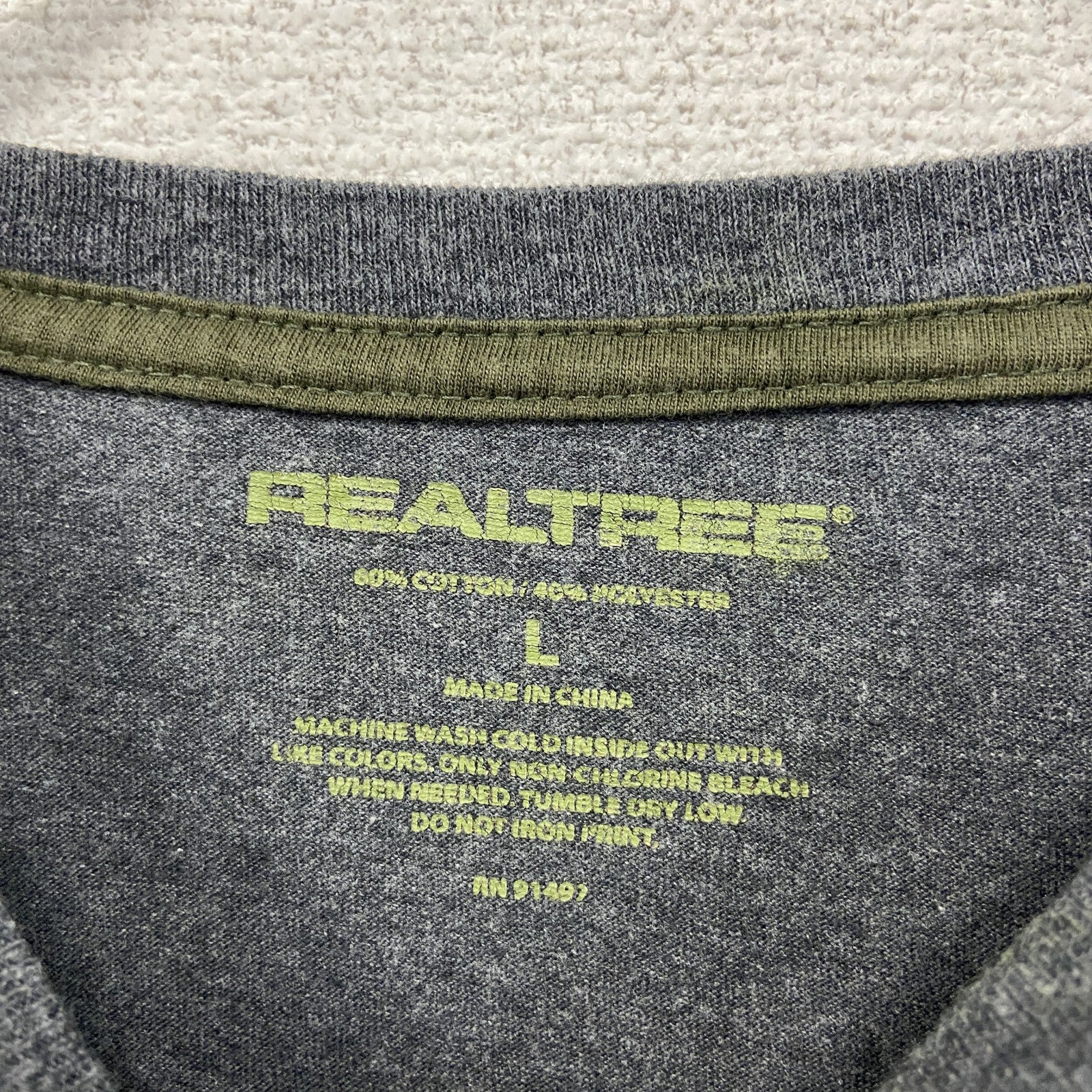 REALTREE　リアルツリー　長袖Tシャツ/ロンT　レイヤード　ダークグレー　カーキ　Lサイズ　古着