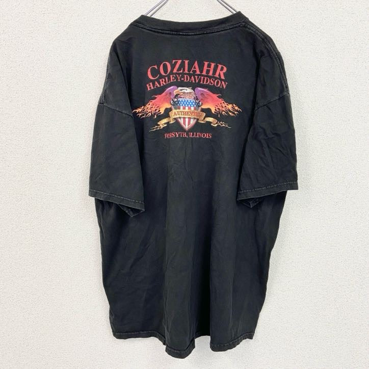 HARLEY DAVIDSON　ハーレーダビッドソン　半袖プリントTシャツ　USA製　黒　ブラック　2XLサイズ