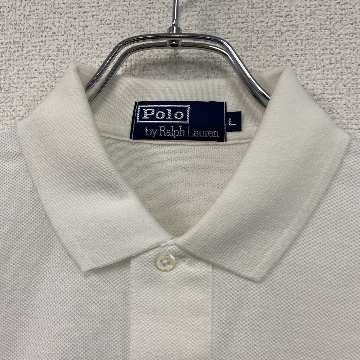 Polo by Ralph Lauren　ポロラルフローレン　長袖ポロシャツ　タグ付き　白　ホワイト　Lサイズ メンズ コットン 古着