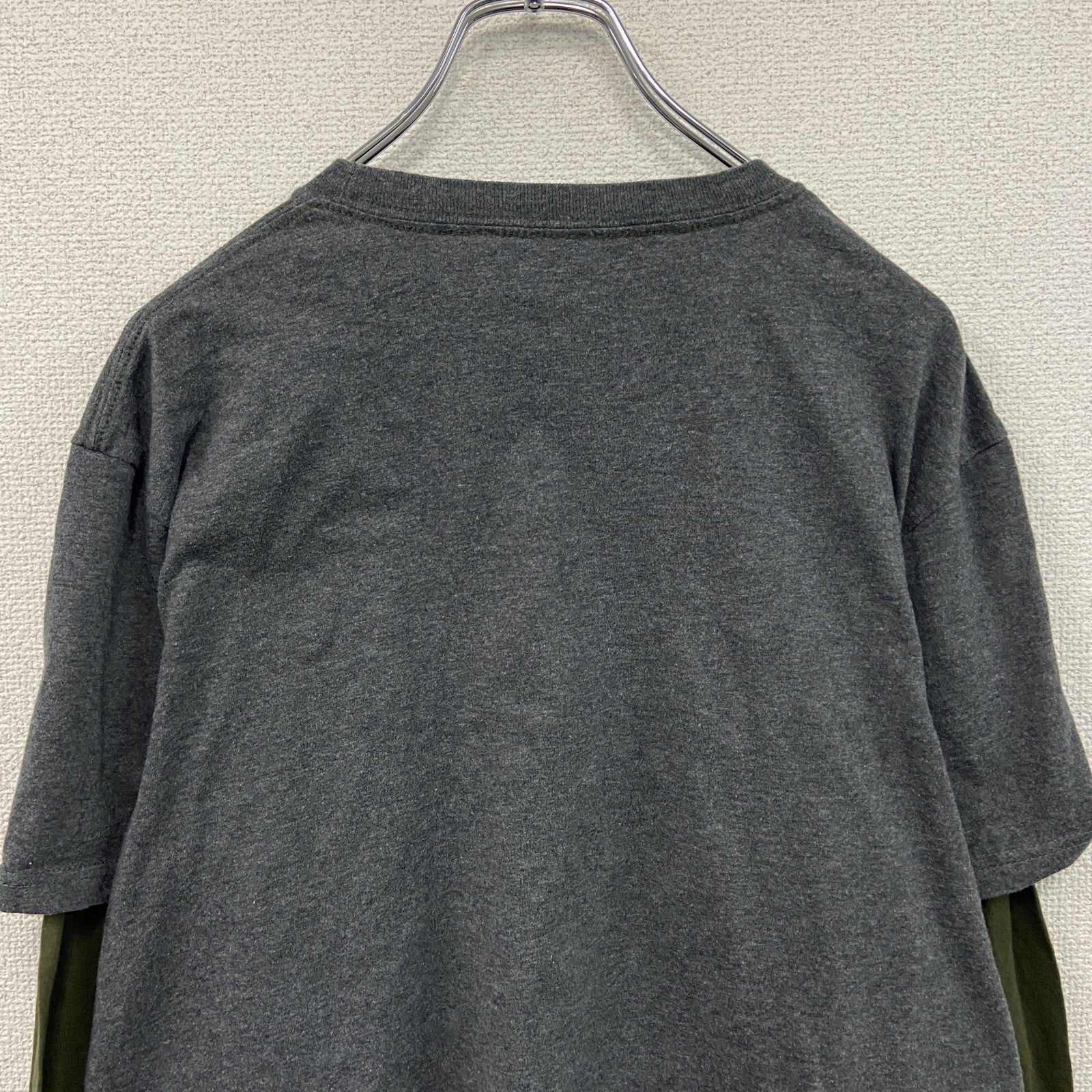 REALTREE　リアルツリー　長袖Tシャツ/ロンT　レイヤード　ダークグレー　カーキ　Lサイズ　古着
