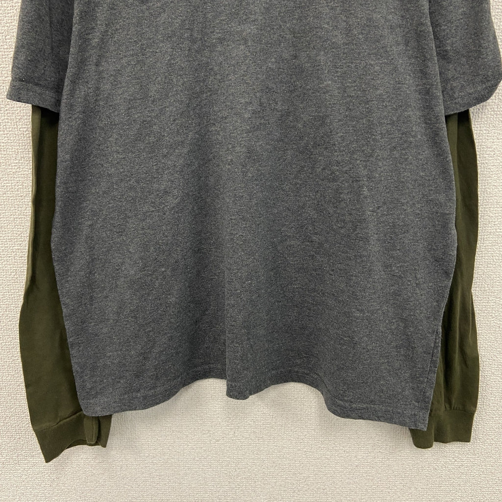 REALTREE　リアルツリー　長袖Tシャツ/ロンT　レイヤード　ダークグレー　カーキ　Lサイズ　古着