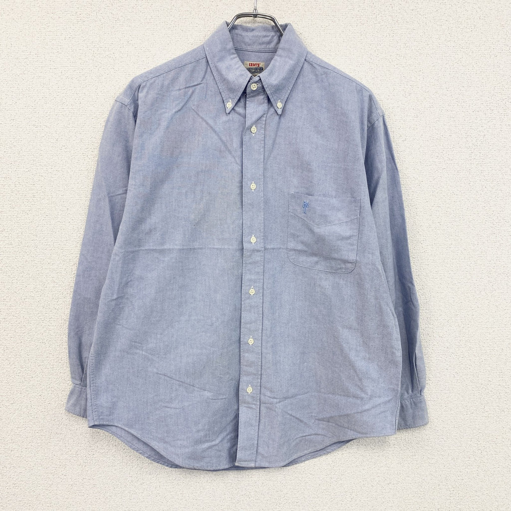Levi's　リーバイス　長袖シャツ　ボタンダウンシャツ　無地　水色　ライトブルー　Mサイズ　古着