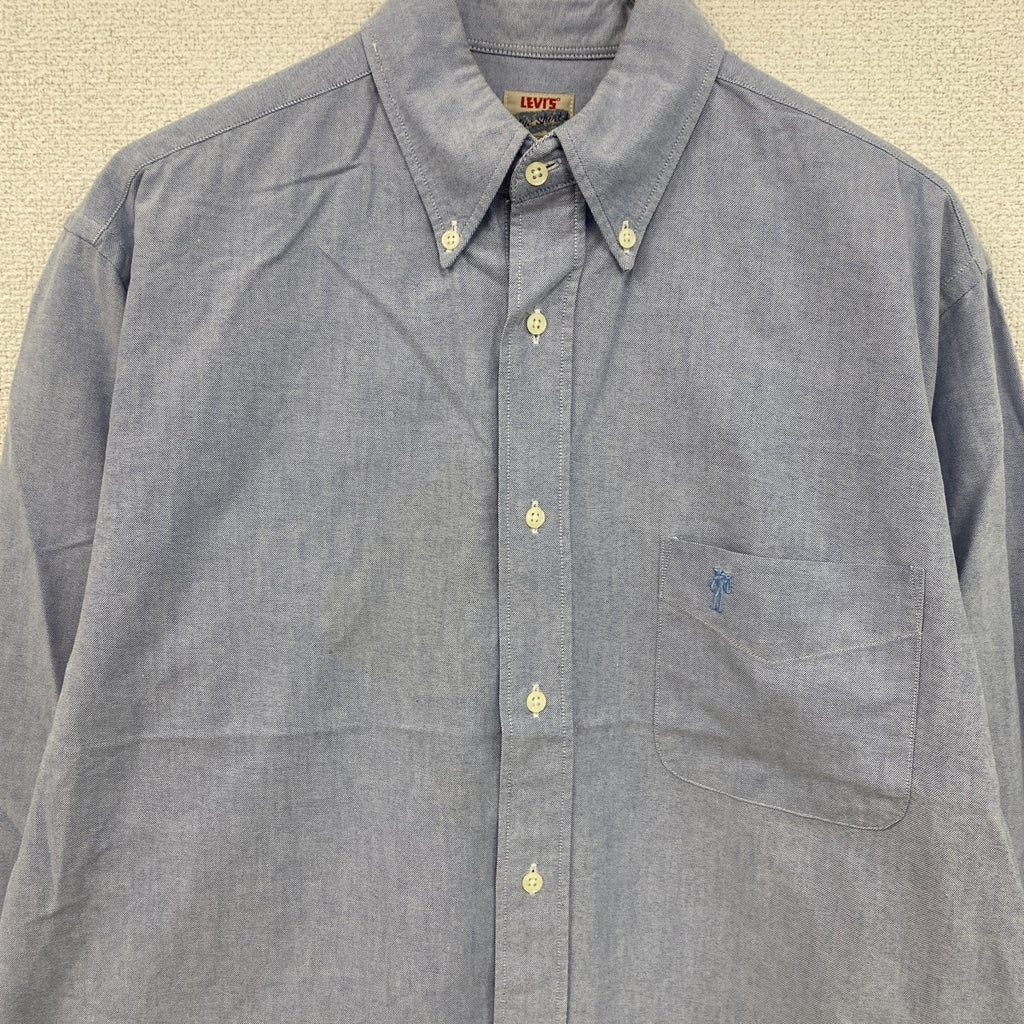 Levi's　リーバイス　長袖シャツ　ボタンダウンシャツ　無地　水色　ライトブルー　Mサイズ　古着