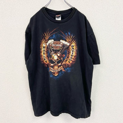 HARLEY DAVIDSON　ハーレーダビッドソン　半袖プリントTシャツ　ドクロ　スカル　黒　ブラック