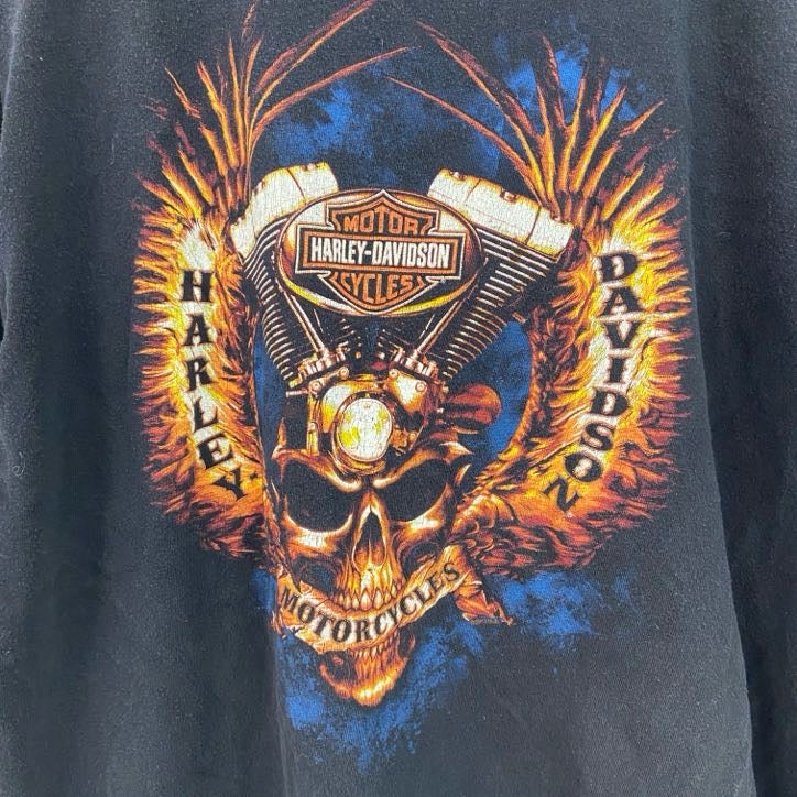 HARLEY DAVIDSON　ハーレーダビッドソン　半袖プリントTシャツ　ドクロ　スカル　黒　ブラック