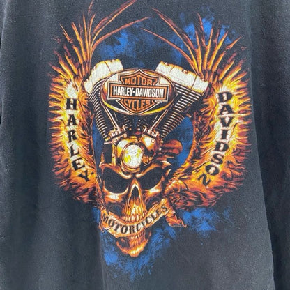 HARLEY DAVIDSON　ハーレーダビッドソン　半袖プリントTシャツ　ドクロ　スカル　黒　ブラック